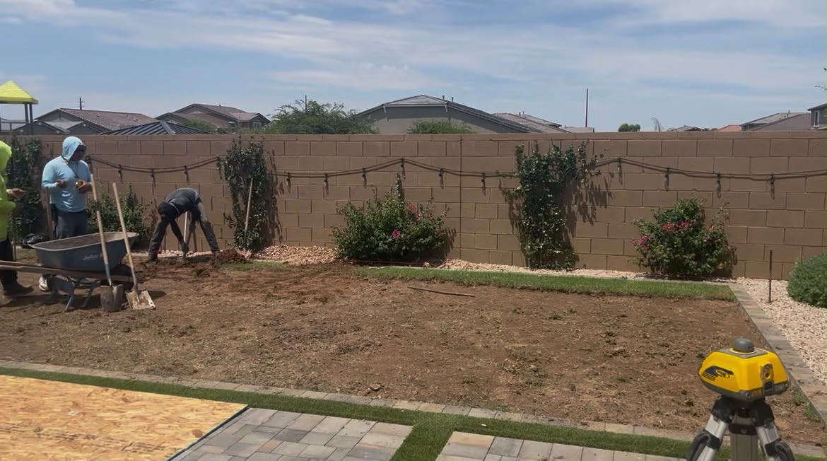 Avance de obra: nivelación y jardinería del patio trasero para el Pool Lounge 325