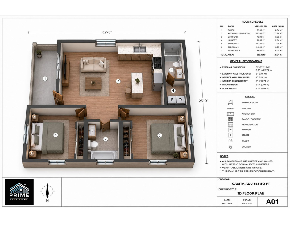 Casita PRIME Nova 800 - Plano arquitectónico