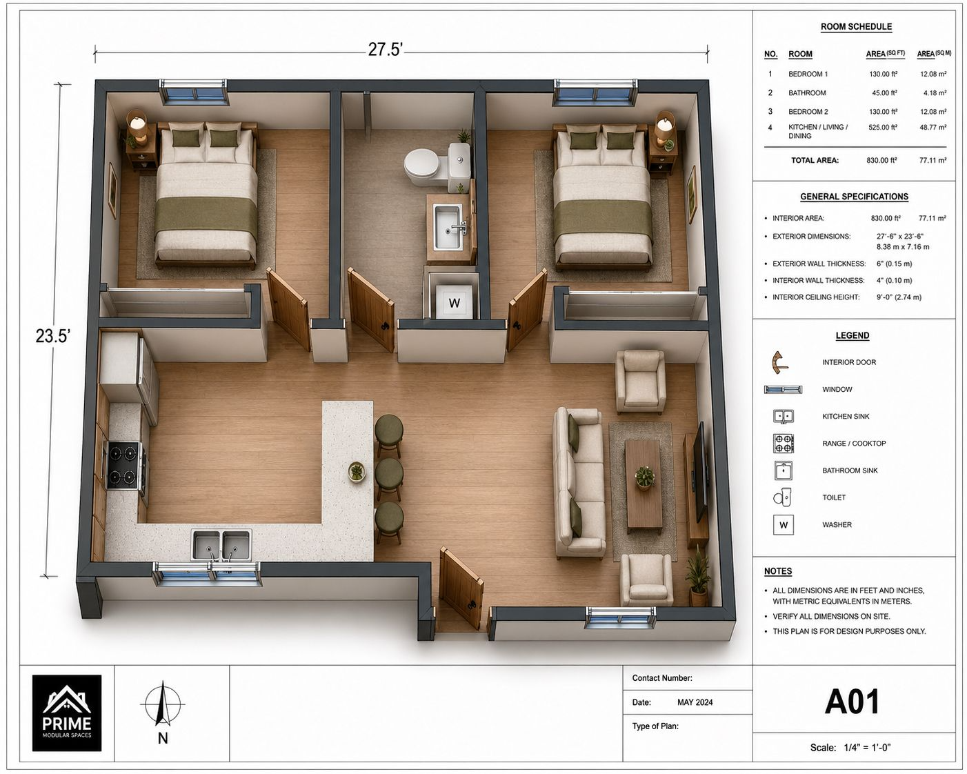Casita Plus 640 - Plano arquitectónico