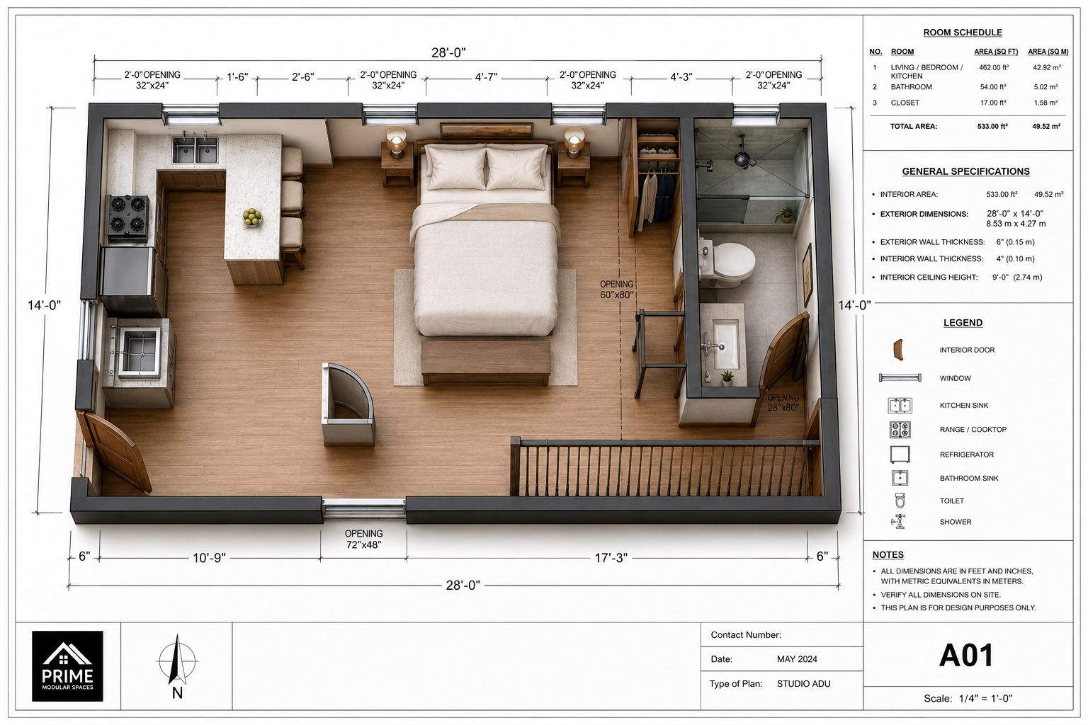 Casita Modern 400 - Concepto abierto (opcional)