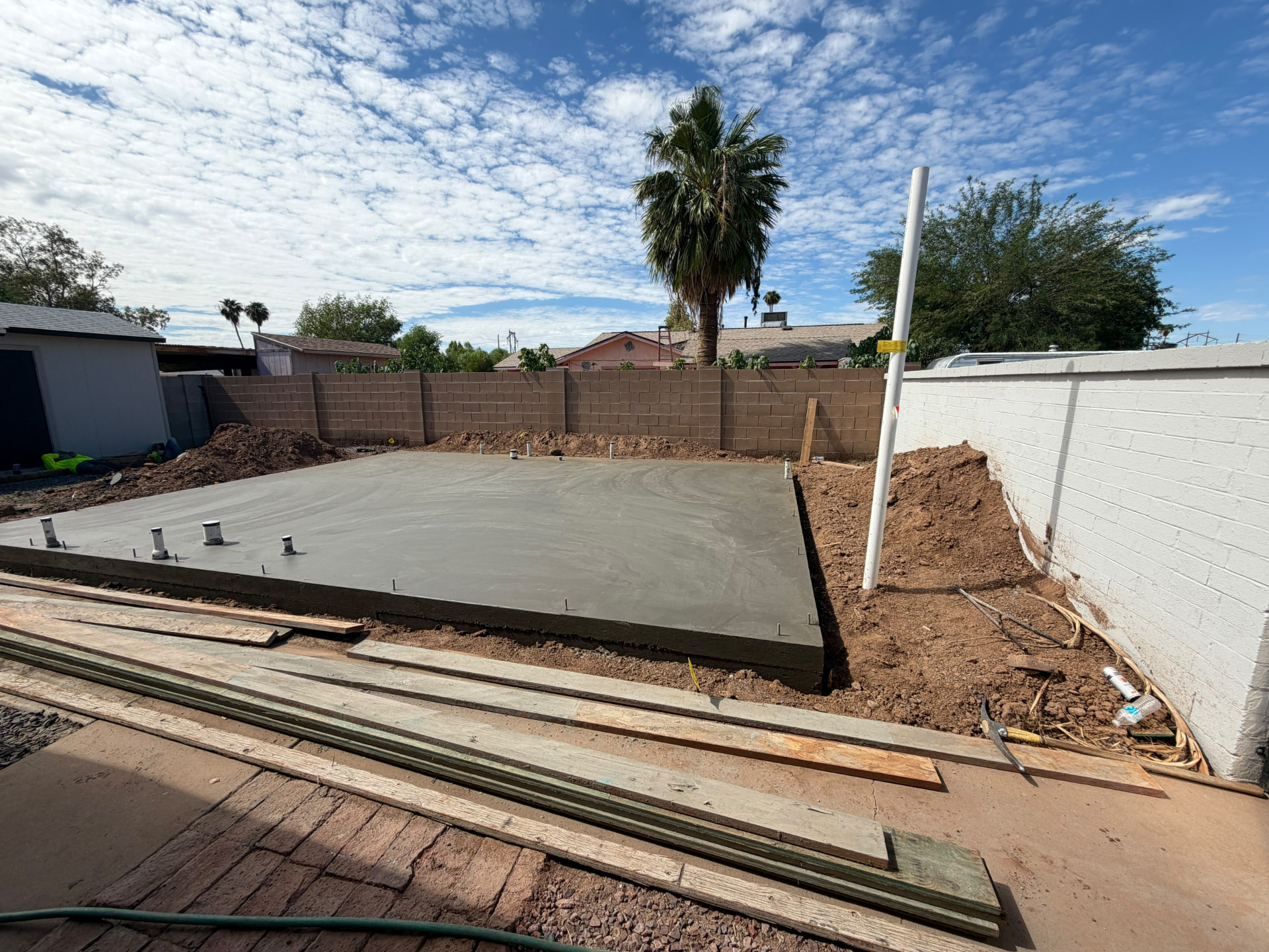 Losa de concreto colada de la ADU de 520 sq ft en East Phoenix