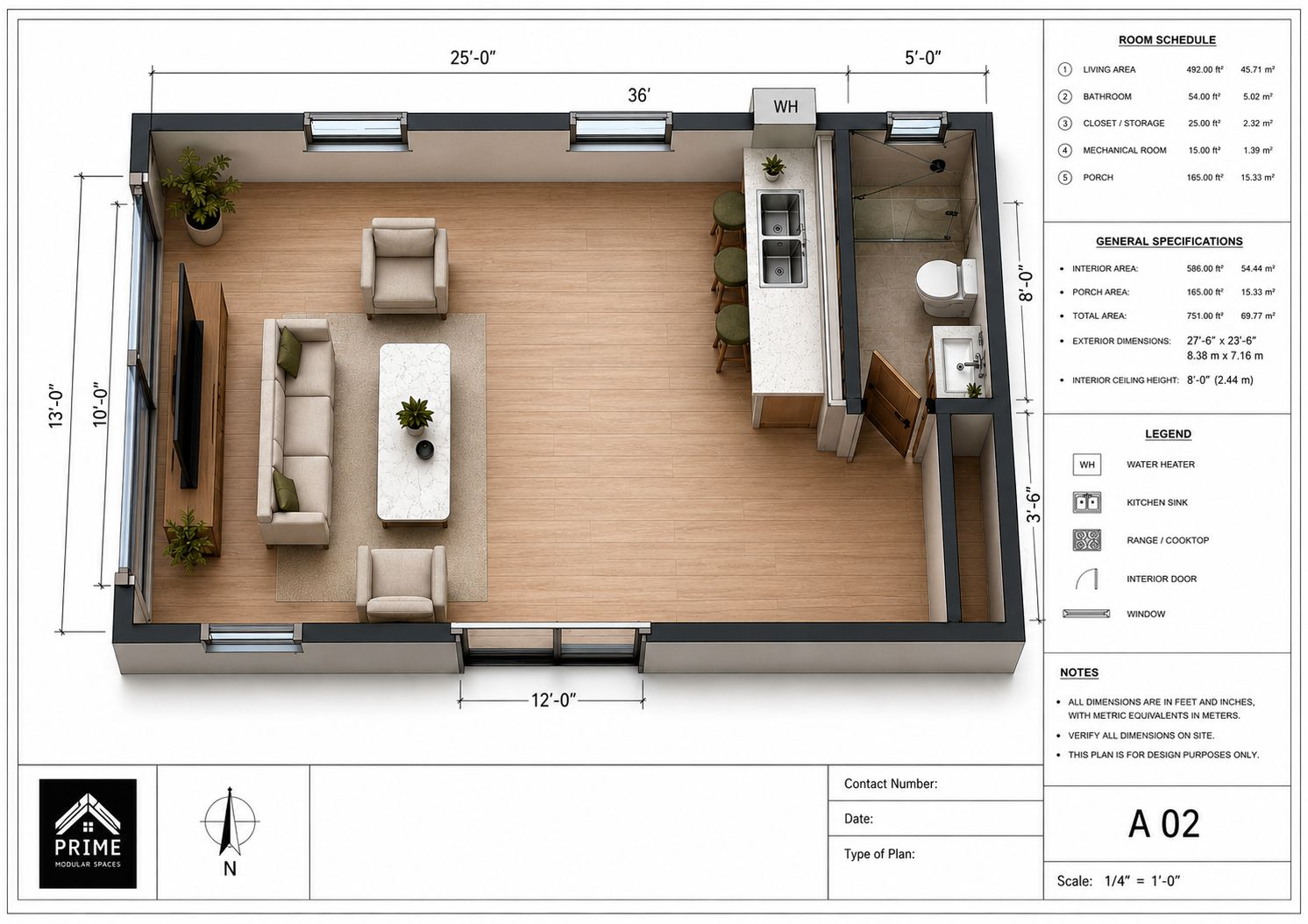 Casita Studio 325 - Plano arquitectónico