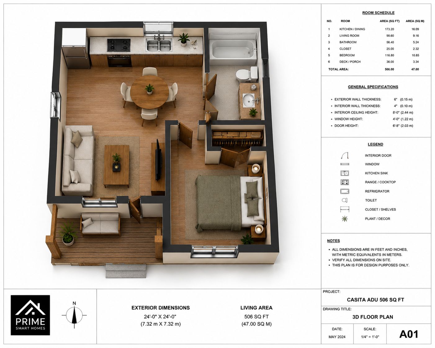 Casita PRIME Nova 500 - Plano arquitectónico