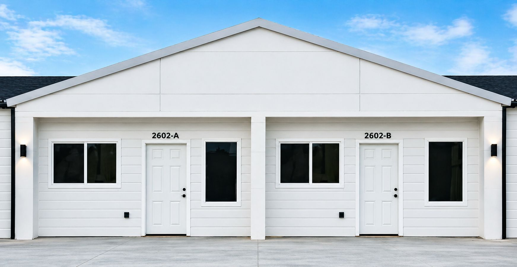 Fachada frontal del Duplex 1184 con unidades 2602-A y 2602-B en Phoenix, AZ